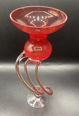 Rare JOZEFINA KROSNO Ruby Red Compote ART GLASS Wine Goblet VHTF Collectible