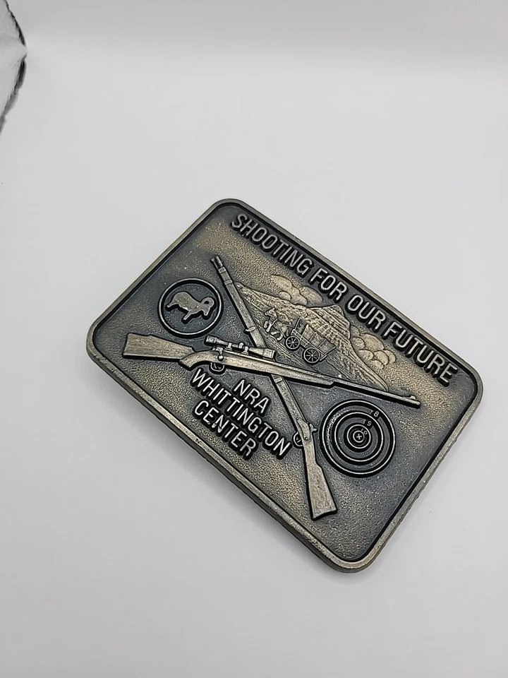 Vintage NRA Whittington Center Belt Buckle Shooting For Our Future Pewter - Image 3 of 4