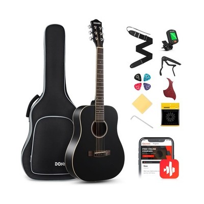 Donner Acoustic Guitar for Beginner Adult 36'' Dreadnought 3/4 Size Black Gui...