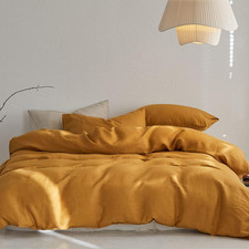 Butternut King Linen Duvet Cover Set - 100 French Flax, Soft Breathable