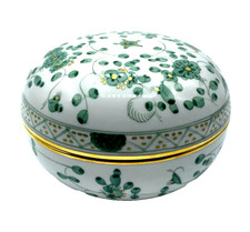 Vintage Meissen Porzellan Deckeldose Dose  indisch grün Ø 12,5 cm  1A Zustand