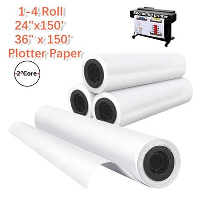 Wide Format Paper Plotter Paper 24''x150'/ 36'' x 150' CAD Bond For Inkjet Printer