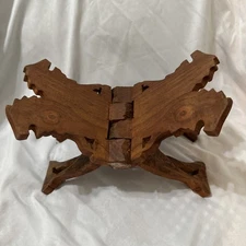 Vintage Wooden Bible, Books, or Cookbook Stand Carved Rack Display Collapsible