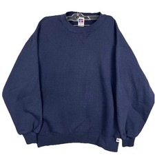 Vintage Russell Athletic Sweatshirt Men  s Large Crewneck Blue Blank Made In USA