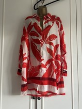 Next Ladies Red and Ivory lightweight Beach Cover Up/ Shirt Dress. Size 14