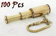 Lot Of 100 Pcs Brass Nautical Collectible Pocket Telescope Key Chain Ring Gift