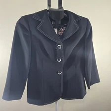 Collections for Le Suit Women's Suit Jacket Size 6P Black With Shoulder Pads