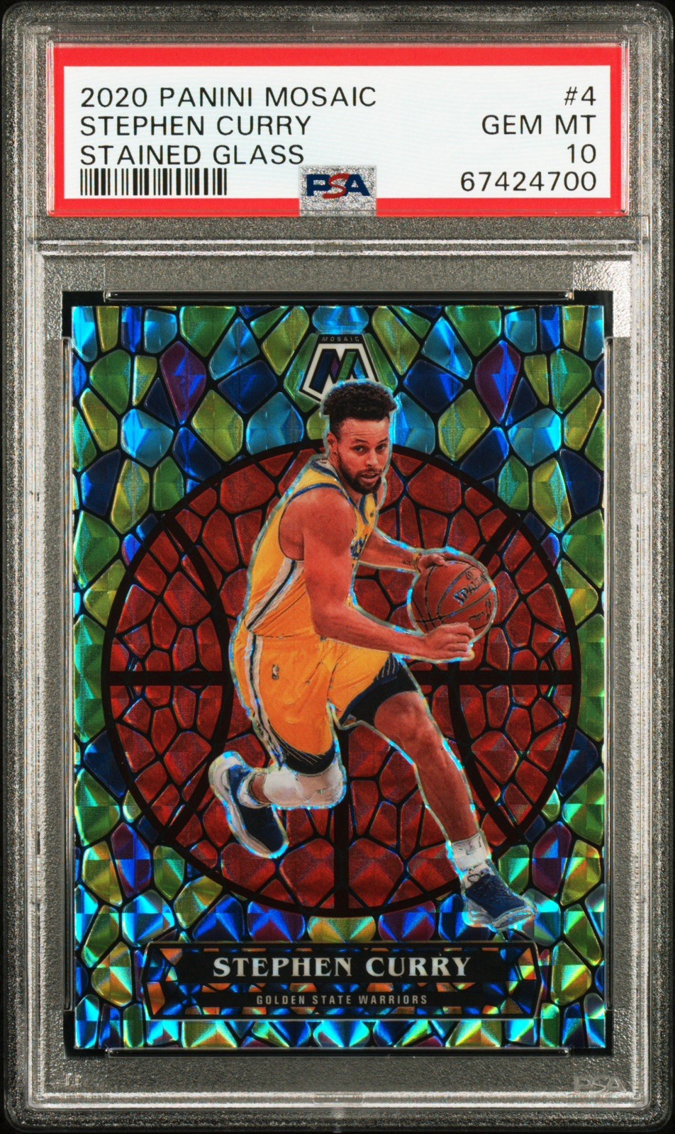 STEPHEN CURRY - 2020 Panini Mosaic #4 - STAINED GLASS PSA 10 - Warriors