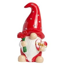 Valentine's Day Decoration, Lighted Gnome Figurine set of 1 Red  White