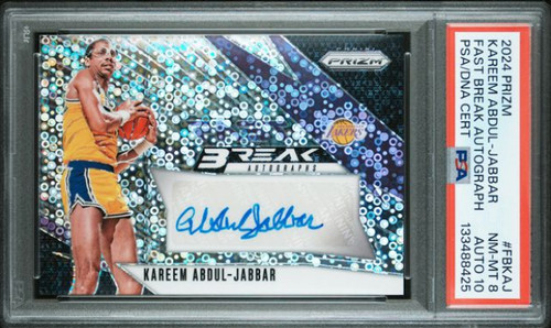Kareem Abdul-Jabbar 2024 Prizm Fast Break Signed Basketball Card PSA 8 DNA 10