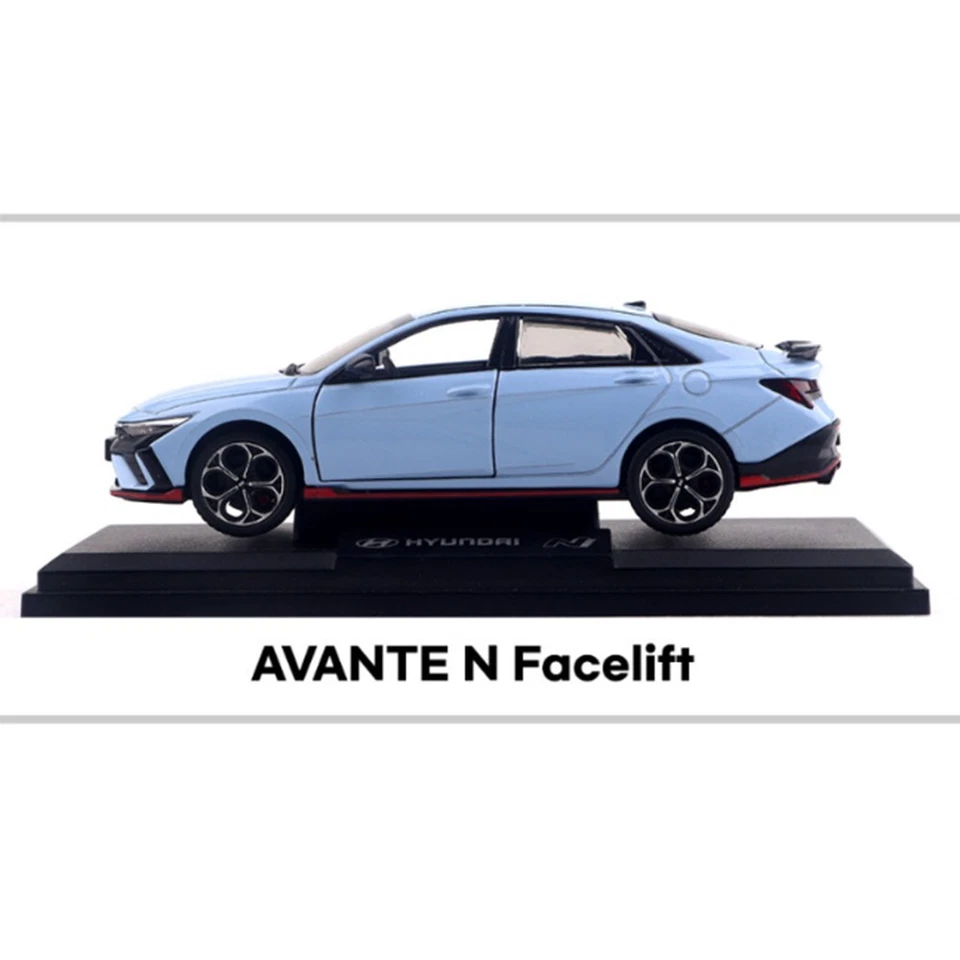 Hyundai Avante N Facelift 1:38 Diecast Modelo Coche Azul Pull Back Juguete con Base Foto 4 de 4