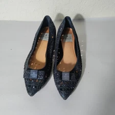 Lanvin En Bleu Glitter Ballet Shoes 23.5Cm US 7
