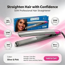 Lisseur Cheveux Professionnel WETECH 55W Plaque Céramique Large 220°C Cordon 360