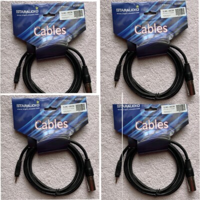 4Pcs 6FT XLR 3-Pin Male Mono 2''1/4 Audio Cable to Mini Jack Stereo 3.5mm Cables