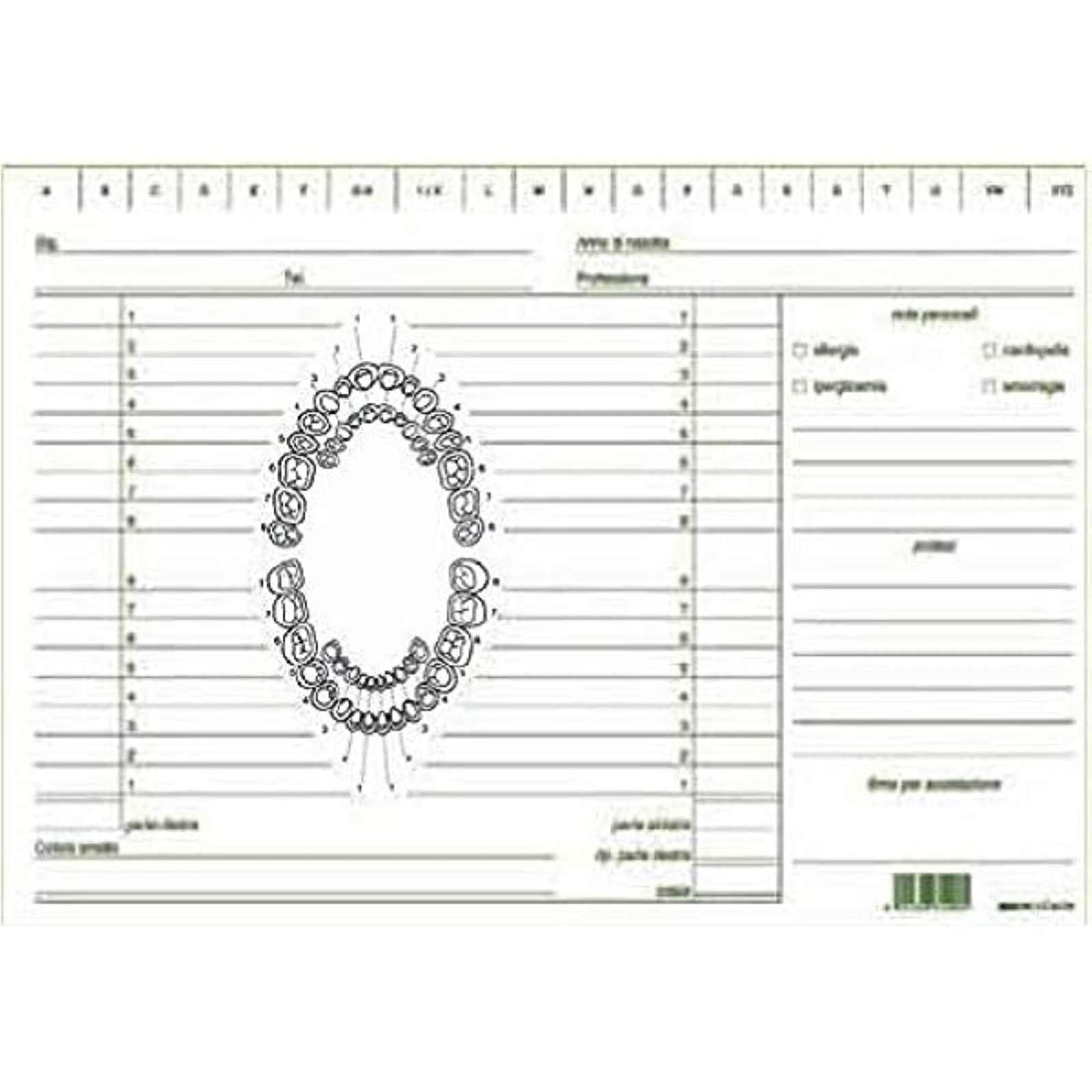 BLOCCHO SCEDA PER DENTISTA - 17X24 CM - EDIPRO - CONF. 100 PZ