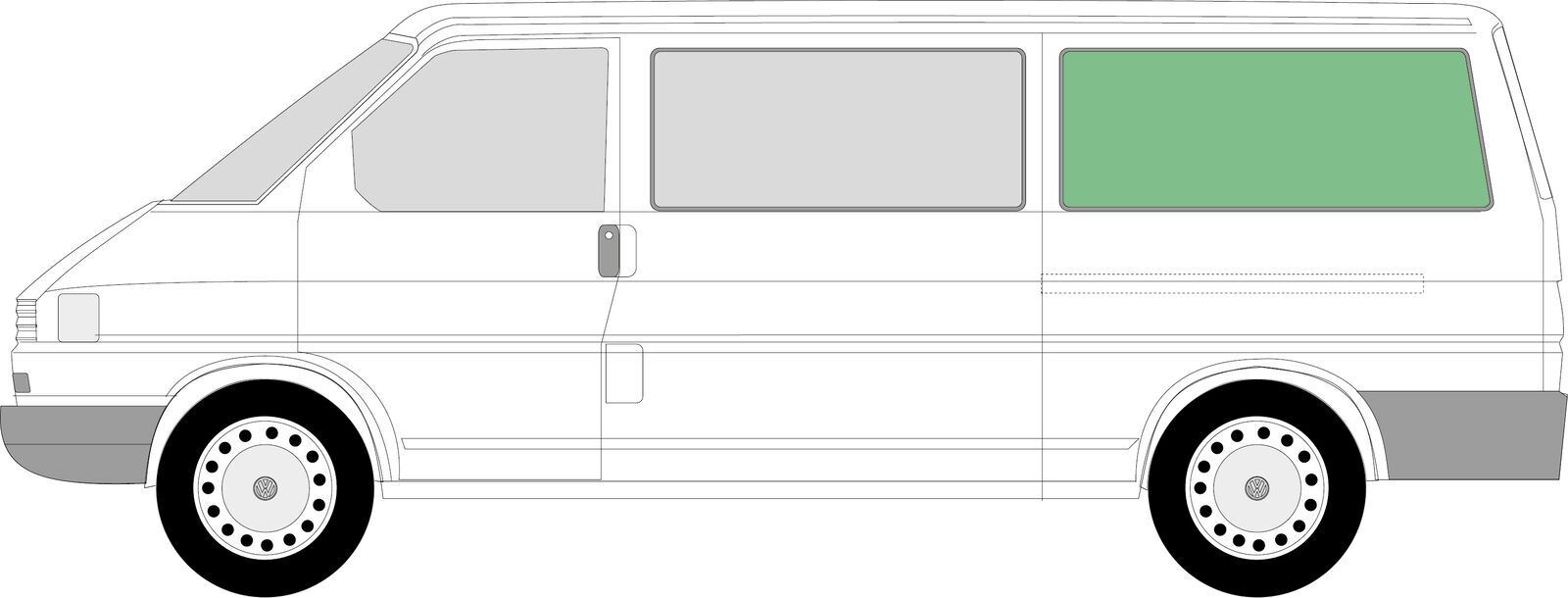 Vw T4 Transporter JK Fixed Window Rear Side Nearside Left Privacy Tint LWB