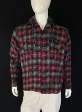 Local Motion Aloha Flannel Long Sleeve Button Up Hoodie Shirt, A Grade, Men's M