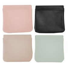 4 PCS Portable Storage Pouch, No Zipper Metal Snap Closure Makeup Bag for Wom...