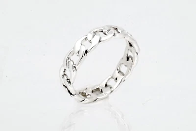 Men's Real Solid 925 Sterling Silver Ring Miami Cuban Link Wedding Band Size 10 - Image 1 of 4