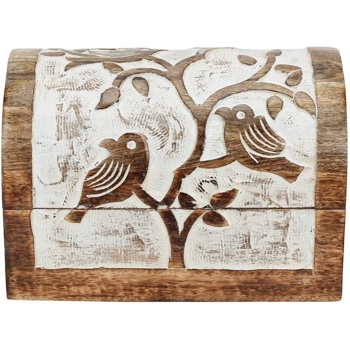 Antique Look Wooden Storage Box with Lid Handcrafted Decorative Jewelry box 9x6 - Image 4 of 4