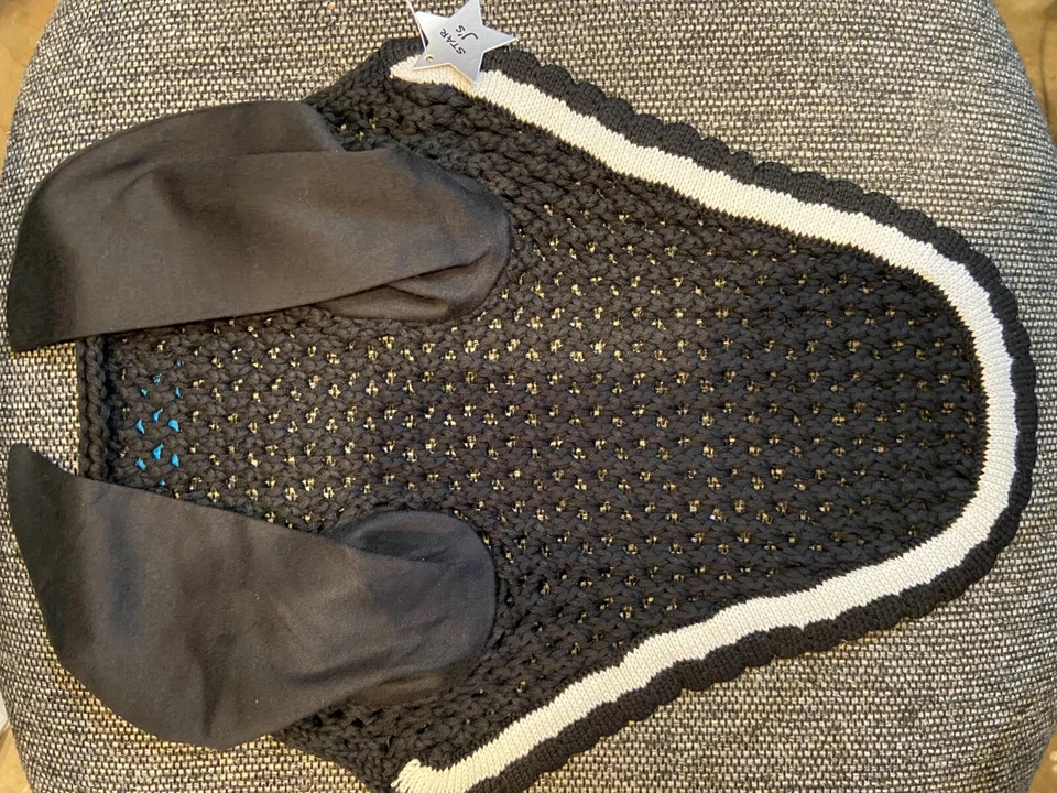 NUEVO CON ETIQUETAS STAR J’s CABALLO MOSCA CAPÓ MOSCA/VELO OREJA CUBIERTA negro con plata o azul marino/oro Foto 2 de 2