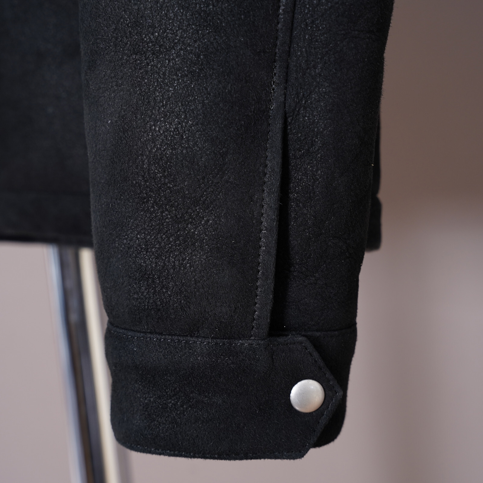 ALL SAINTS Shearling Leather Jacket EXTRA SMALL Mens Black XS Sheepskin GARRICK