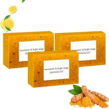 3pcs Turmeric Kojic Acid Soap Bars 100g Each - -Adult, Brightening Moisturiz