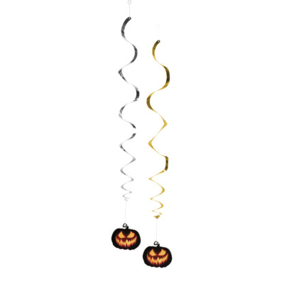 2 Deko Kürbis Spiralen / Halloween Grusel Party Fest Dekoration Pumpkin Girlande