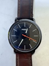 Fossil Luther Watch BQ2310IE Mens 44mm Case Black Leather Band Quartz Three Hand