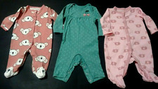 Lot Of 3 Baby Girl 3 Months Full Length Sleeper Romper Bodysuit Jumpsuit Pajamas