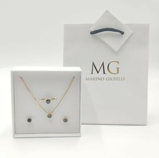 SET COMPLETO DI COLLANA, ORECCHINI E ANELLO PUNTO LUCE RODIATO IN ORO GIALLO 