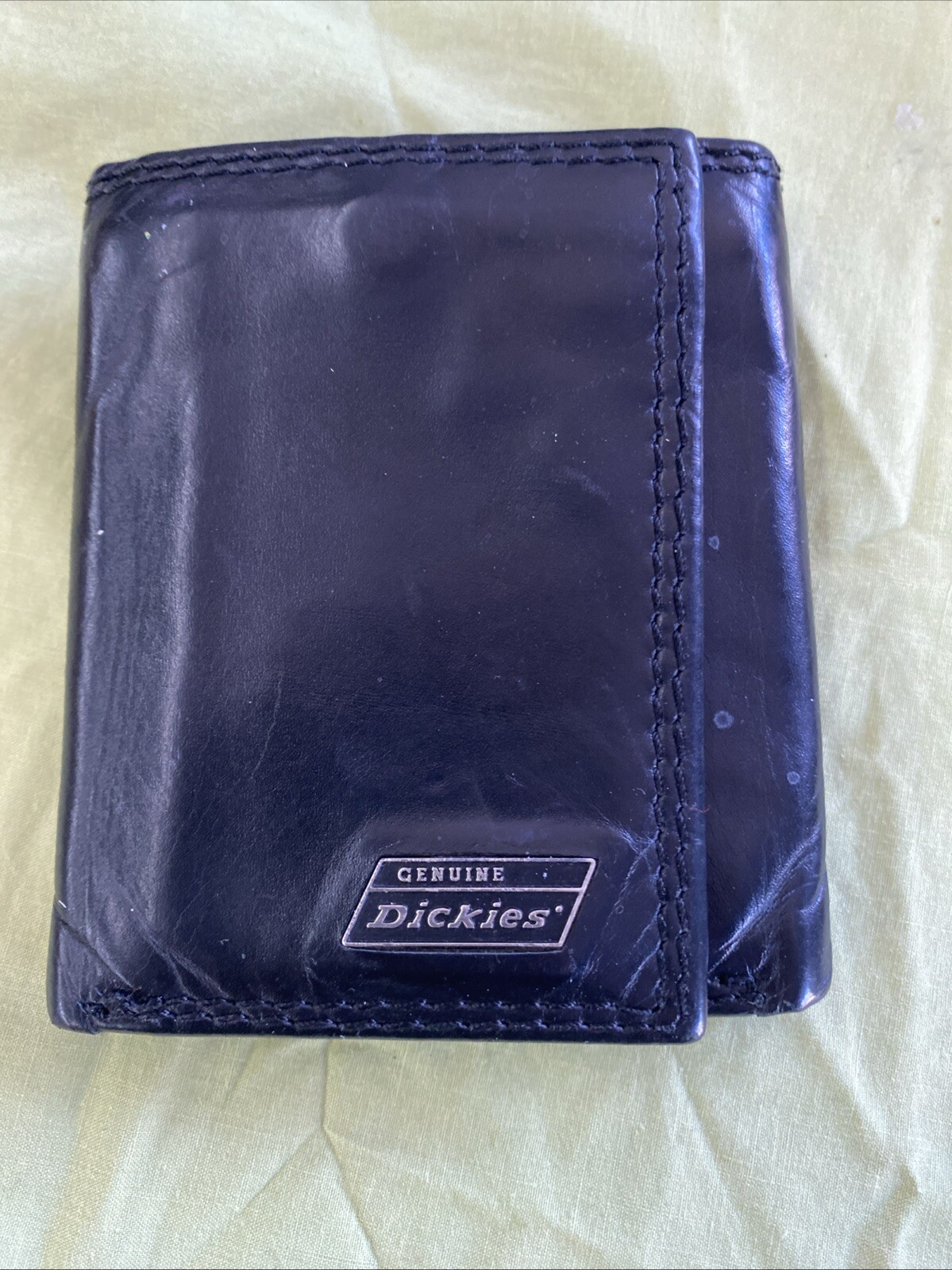 Dickies Leather Wallet Trifold Black Secret Zippered  Pocket Genuine Card Slots