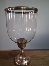 Vintage  Hurricane Glass Candle Holder. Metal Base. Large Masterpiece Collector