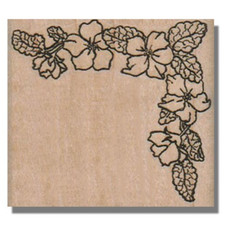 Wood Rubber Stamp, Flower Vine Corner ,Garden,Flowers,Spring,Leaf,Bloom,Leaves