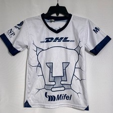 Pumas UNAM 2023/24 Soccer Club White Navy Blue Home Jersey Youth 10 SMALL
