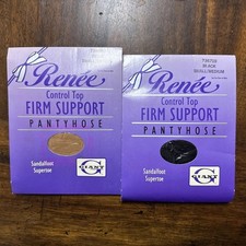 Vintage Renee Pantyhose Lot Of 2 Sandalfoot Supertoe Firm Support Control Top