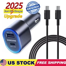 Original 45W Fast Car Charger Type-C Cable For Samsung S25 S24 FE S23 Ultra S22