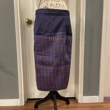 Lao Thai Khmer Traditional Skirt purple silver adjustable waist