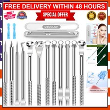 Travel-Friendly 8PC Blackhead Removal Tools - Stainless Steel  Compact Design