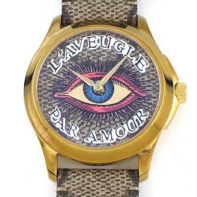 Gucci G-Timeless Watch Eye Motif Beige Brown GG Supreme PVD From Japan