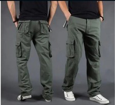 Men  s Heavy Duty Flex Cargo Pants Stretch Work Trousers with Six Pockets