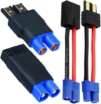 2 Pairs Battery Charger Adapter for Traxxas ID Connector to EC3 Male Female, Cha