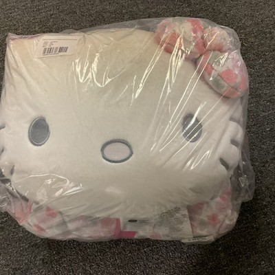 Hello Kitty Plush 2pc Pillow Set   Floral Bow Head & Square Throw Pillow NIP