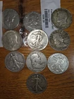 Lot of 10 Silver Half Dollars.  Walking Liberty, Franklin & Kennedy