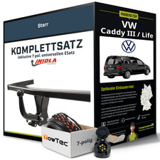 Für VW Caddy III / Life Typ 2KB,2KA Anhängerkupplung starr +eSatz 7pol uni 04-15
