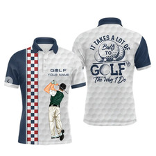 Custom Name - Men's Skull Golf Polo Checkerboard Funny - All Size