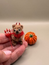 Miniature Bear Cub - 1.5" 3.5cm in Halloween costume devil handmade ,crocheted