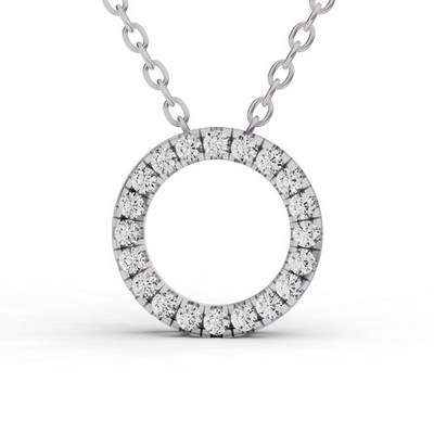 14K Weißgold 1,50Ct Lab Grown Diamant Basic Kreis Anhänger