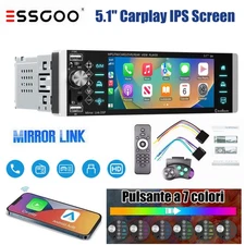 ESSGOO 5" Single DIN Car Stereo Apple Carplay Android Auto Bluetooth IPS Screen