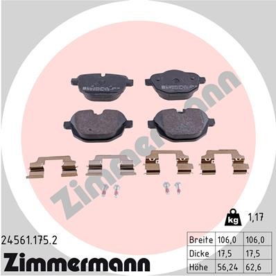 24561.175.2 Zimmermann brake pad set, disc brake for BMW, BMW (Brilliance)